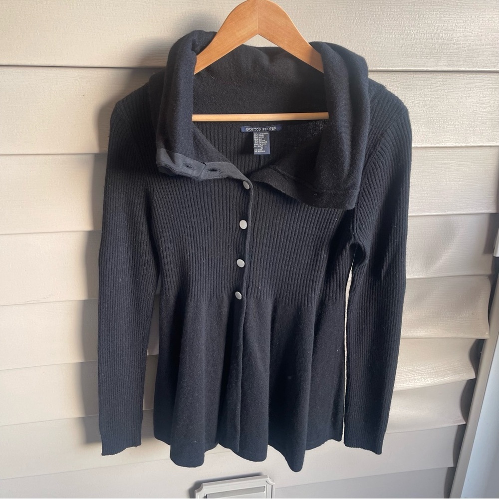 Boston‎ Proper Wool Blend Button Down Cardigan Sweater Size S Hourglass Travel